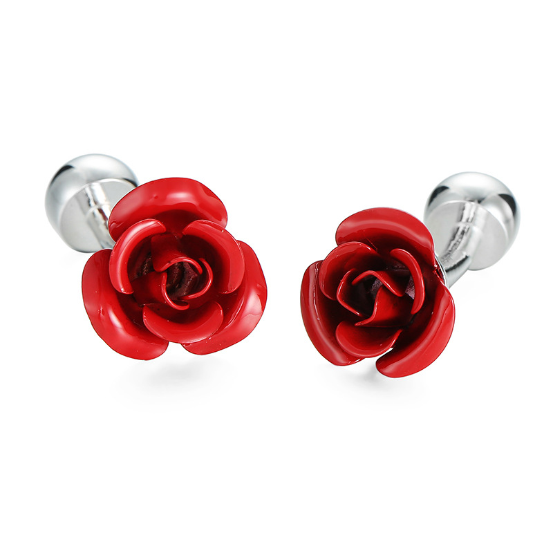 帧萌袖扣高品质纯铜玫瑰花四叶草积木纽扣商务男法式衬衫袖扣袖钉详情5