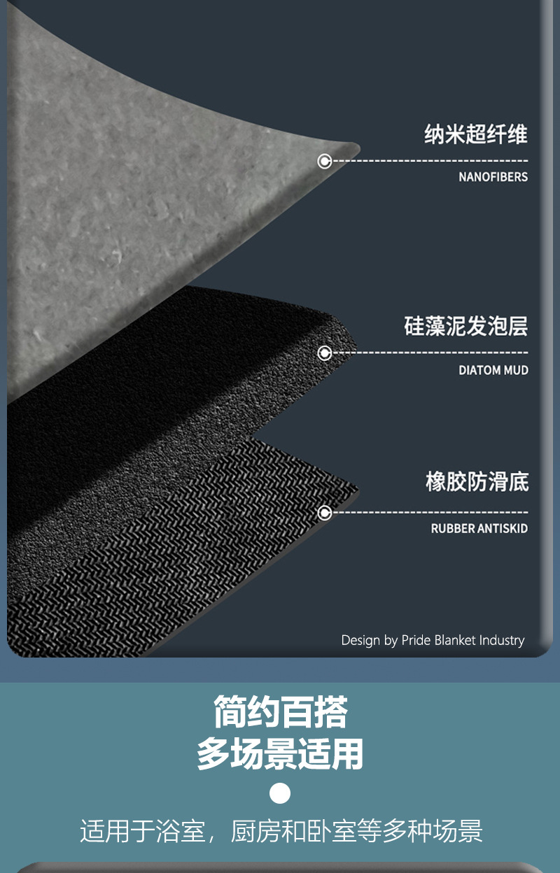 Diatom mud absorbent mat, bathroom door floor mat, carpet, bathroom floor mat, toilet floor mat, dirt-resistant kitchen mat pic 7