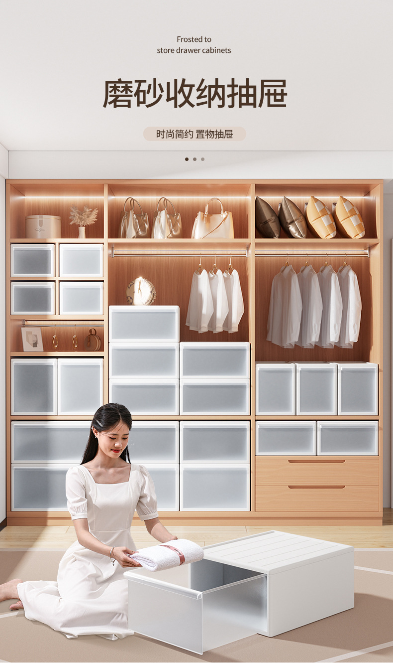 Frosted drawer storage, desktop organization, drawer-style storage box, underwear and socks storage, dust-proof cosmetics storage box pic 2
