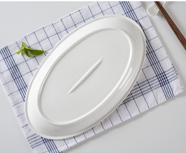 Pure white ceramic plates, fish plates, oval plates, steamed fish plates, large fish plates, vegetable plates, deep fish plates, grilled fish plates, hotel tableware pic 8