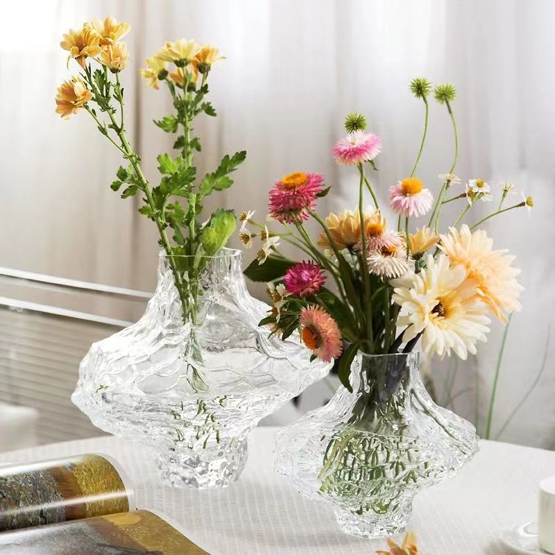 Nordic InS-style valley vase, irregular glass vase, high-end home living room decoration flower arrangement pic 19