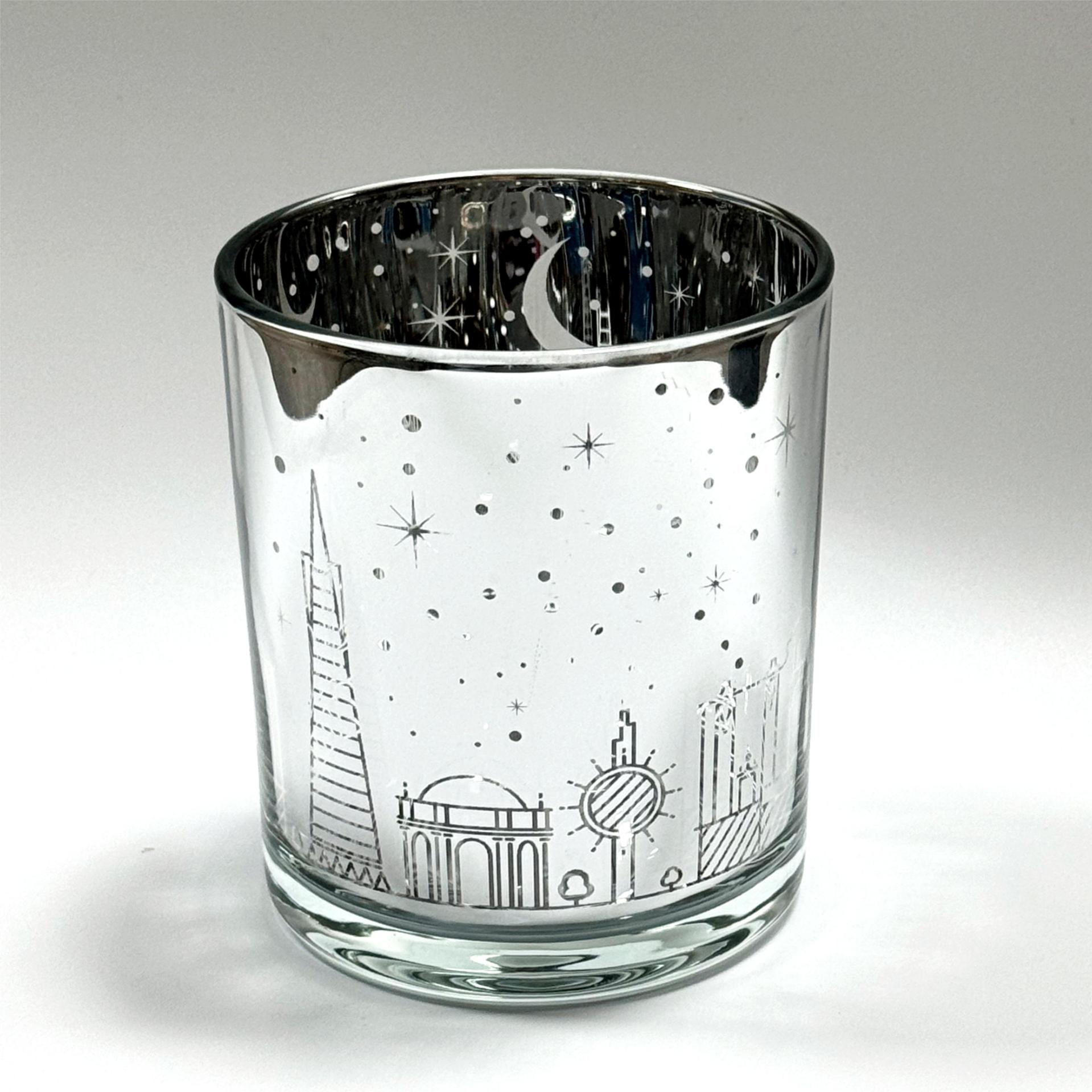 城市星空街景蜡烛玻璃杯烛台空杯电镀激光镂空LED光感香薰蜡烛杯详情8