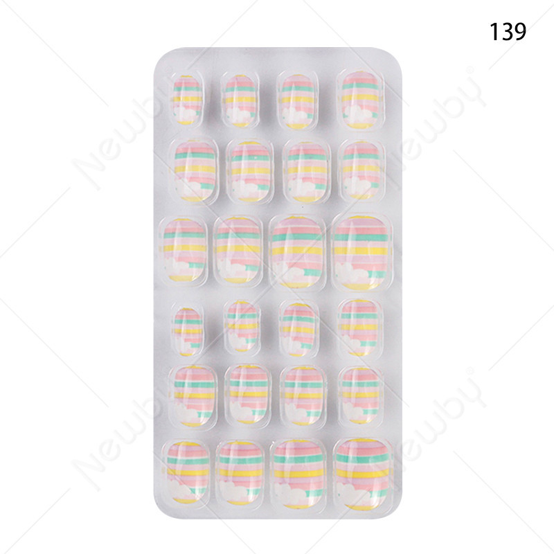 Finished nail sheets for children, 24 pieces of nail patches, cartoon Christmas fake nails, detachable nail stickers with adhesive backing pic 31