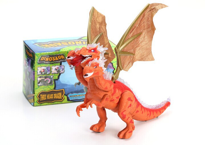 Wholesale of electric light, sound, walking three-headed dragon dinosaur model toys pic 6