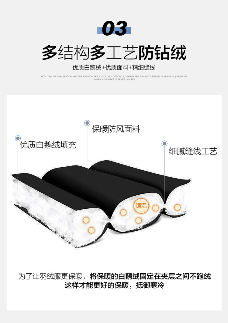 冬季大身填充白鹅绒服保暖连帽羽绒服白鹅情侣男大码跨境羽绒服详情5