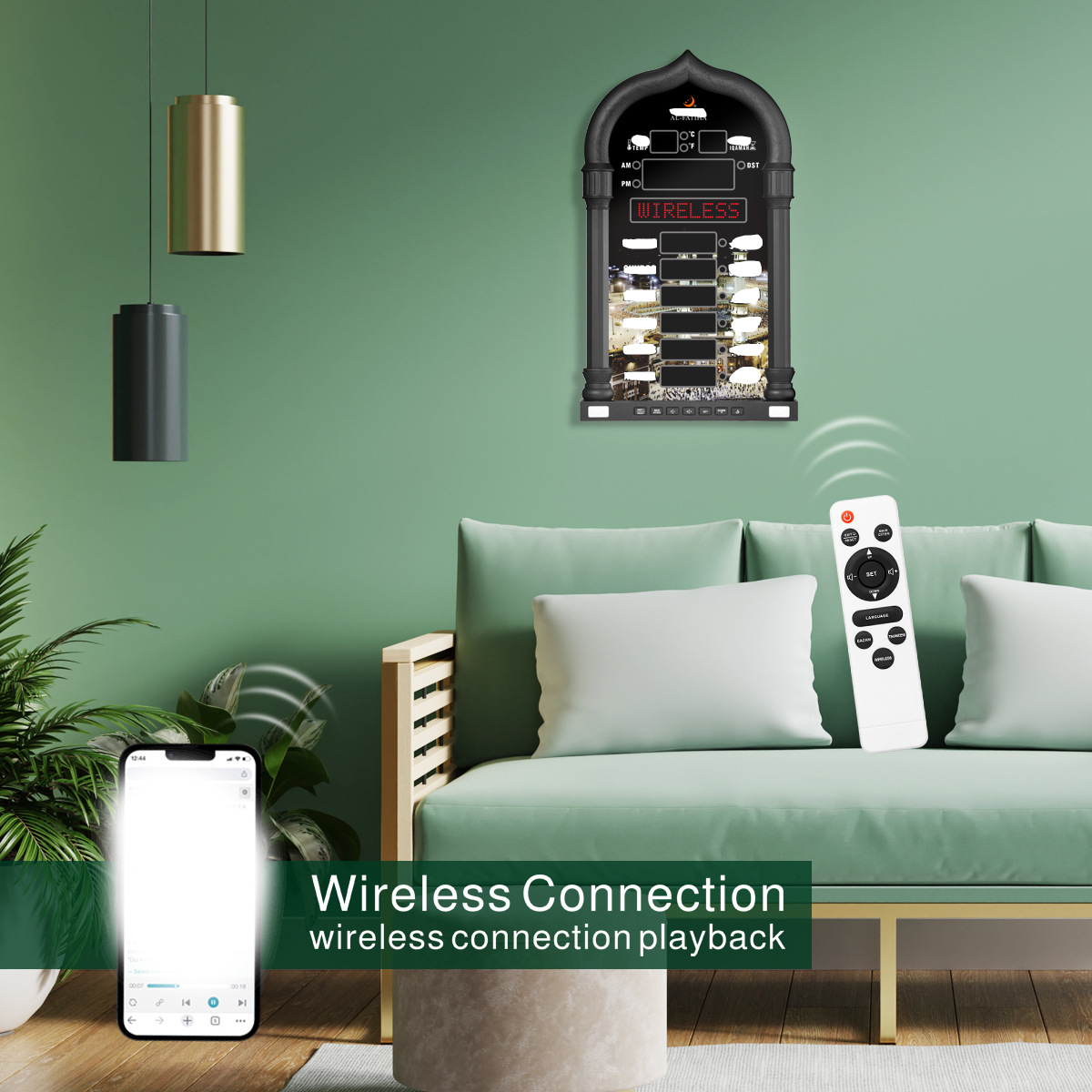 AL-FATIHA brand FAJ-4008pro plug-in digital with dot matrix display remote control LED electronic clock company pic 1