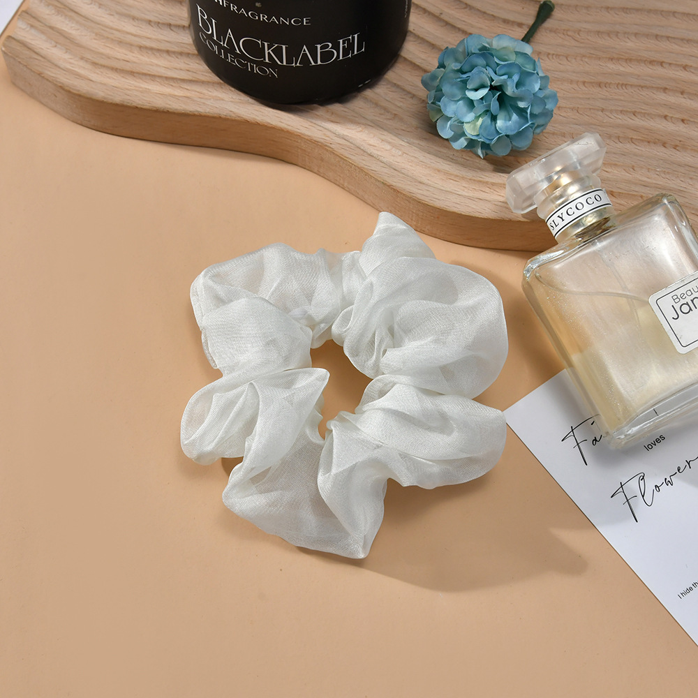 2023年新款大号纯色雪纺大肠发圈欧美女简约款扎头发皮筋厂家直供详情8