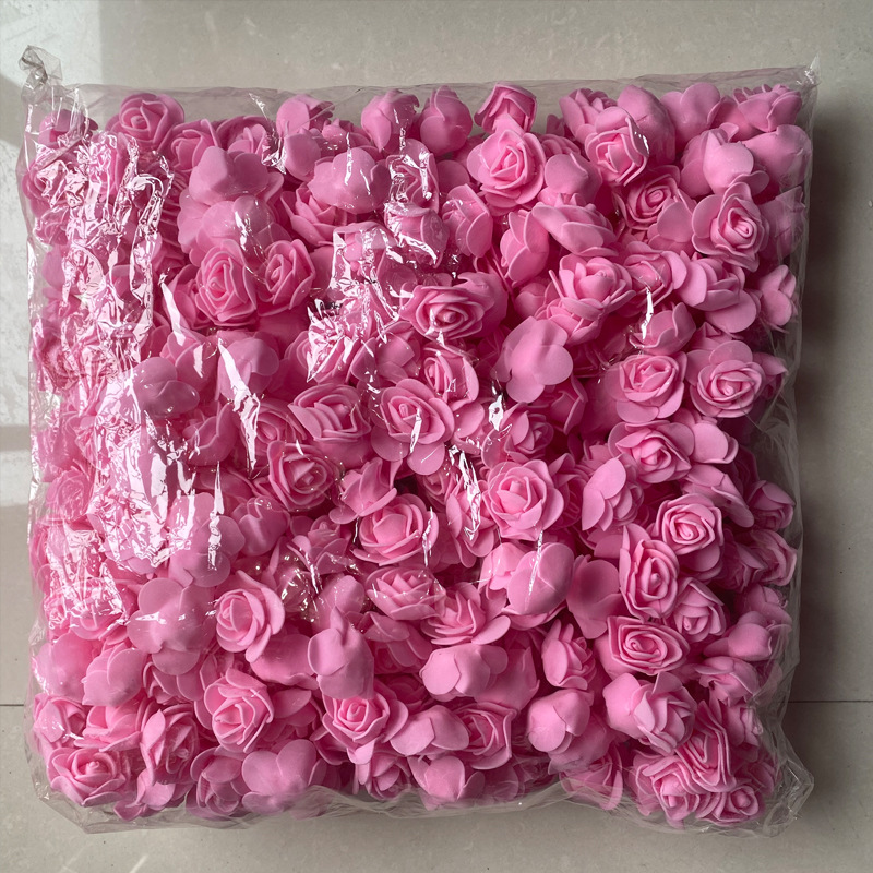 外贸3.5cm泡沫花玫瑰花pe花头 diy材料包辅料配件环喜糖盒小花朵详情10