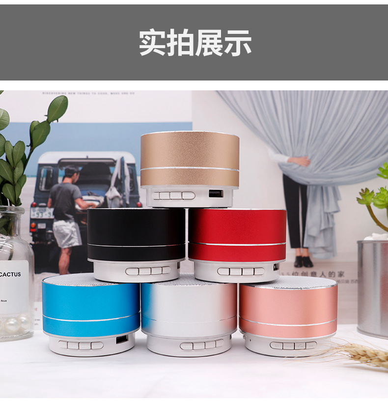 Metal A10 Bluetooth speaker, mobile phone, computer, mini speaker, led memory card, illuminated small speaker, Logo gift pic 14