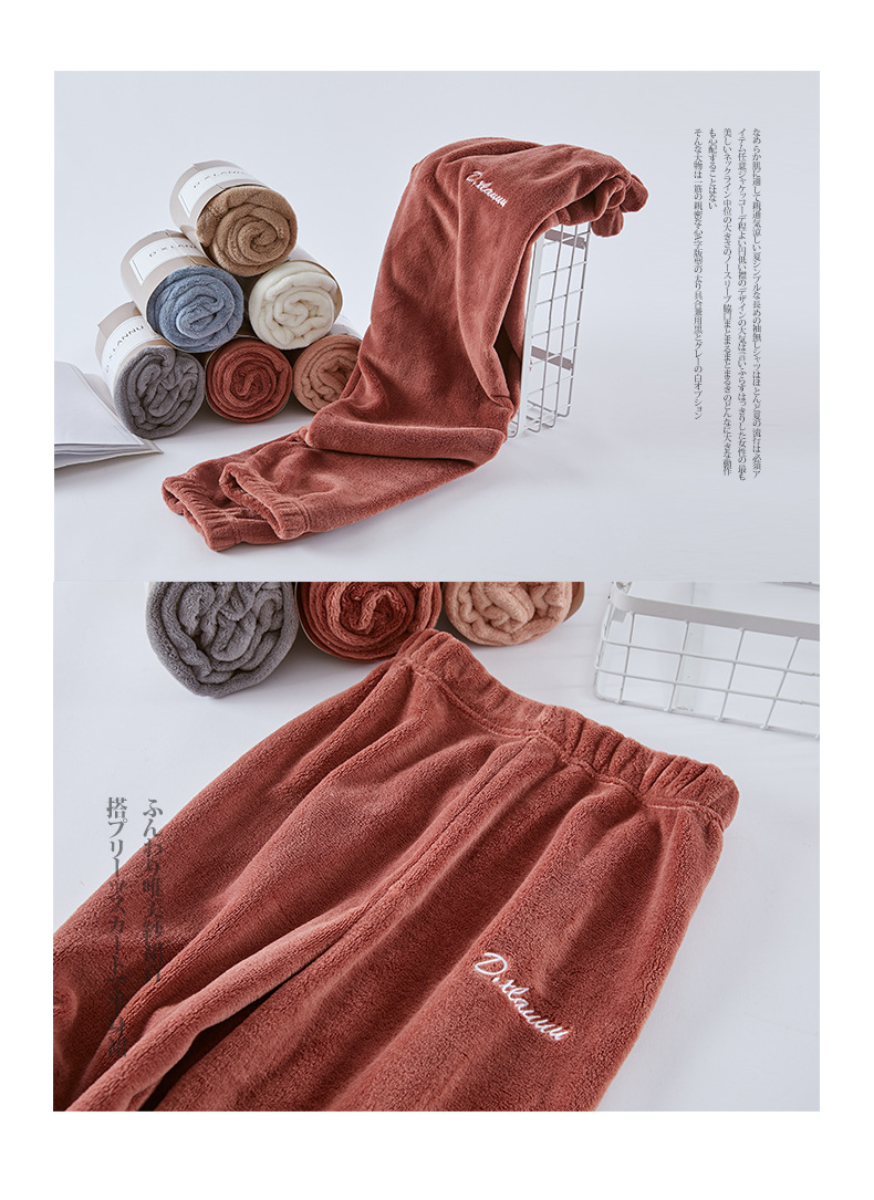 Autumn and winter lazy casual pajama pants, fairy warm pants wholesale for home outerwear, with fleece and thickened coral fleece for comfortable toe tightening pic 20
