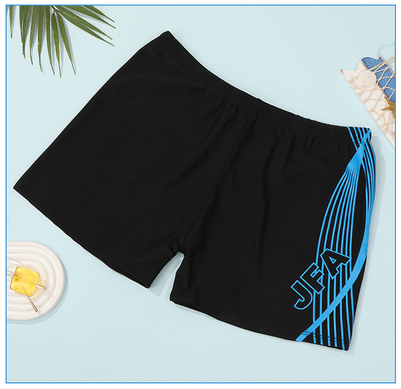 新款男士泳裤成人平角胶印沙滩裤泳池短裤男条纹游泳裤宽松舒适详情20