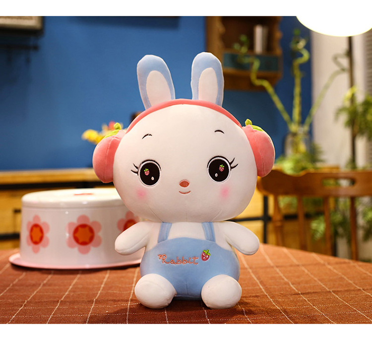 创意新款可爱水果耳机兔子公仔萌萌兔毛绒玩具儿童抱枕地推公仔详情25