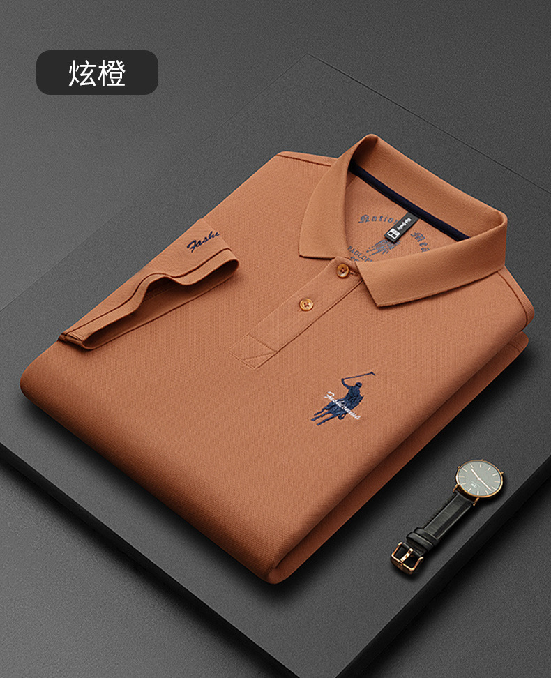 派森龙春夏翻领丝光棉男士短袖T恤polo衫商务休闲中年POLO衫男T恤详情22
