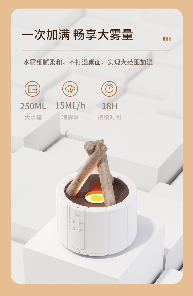 Cross-border 2024 New creative simulation flame aroma diffuser, aroma diffuser for home, office and desktop flame humidifier pic 14