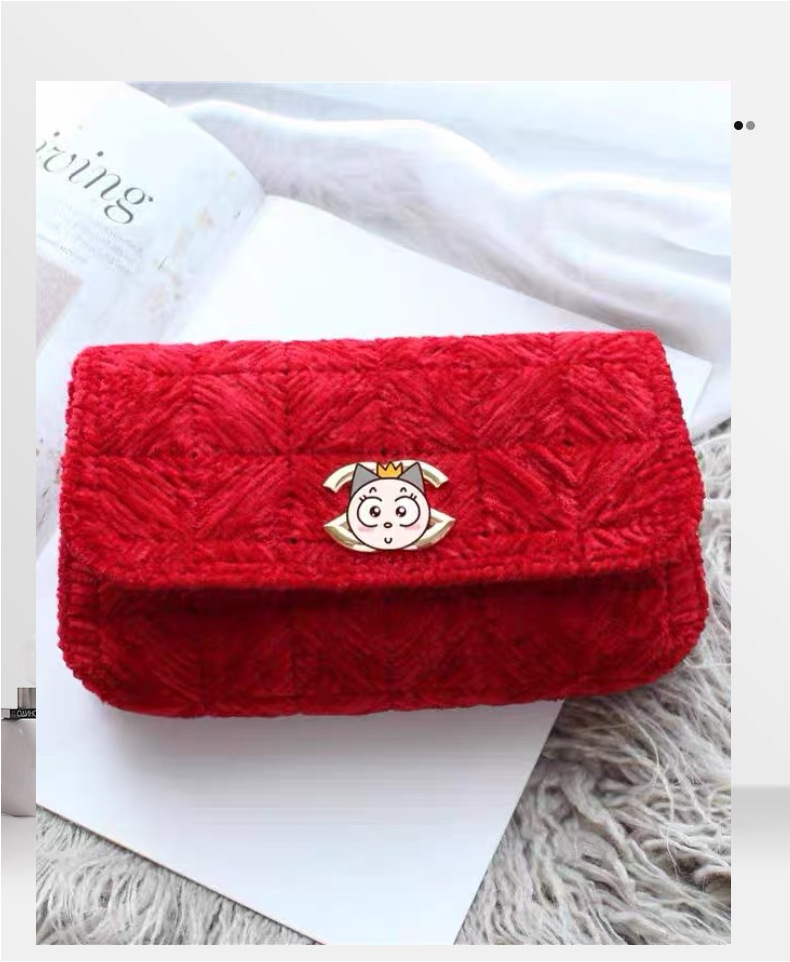 泫雅包小香风小鹿毛巾线DIY手工编织包免裁剪塑料网片网格 人字形详情8