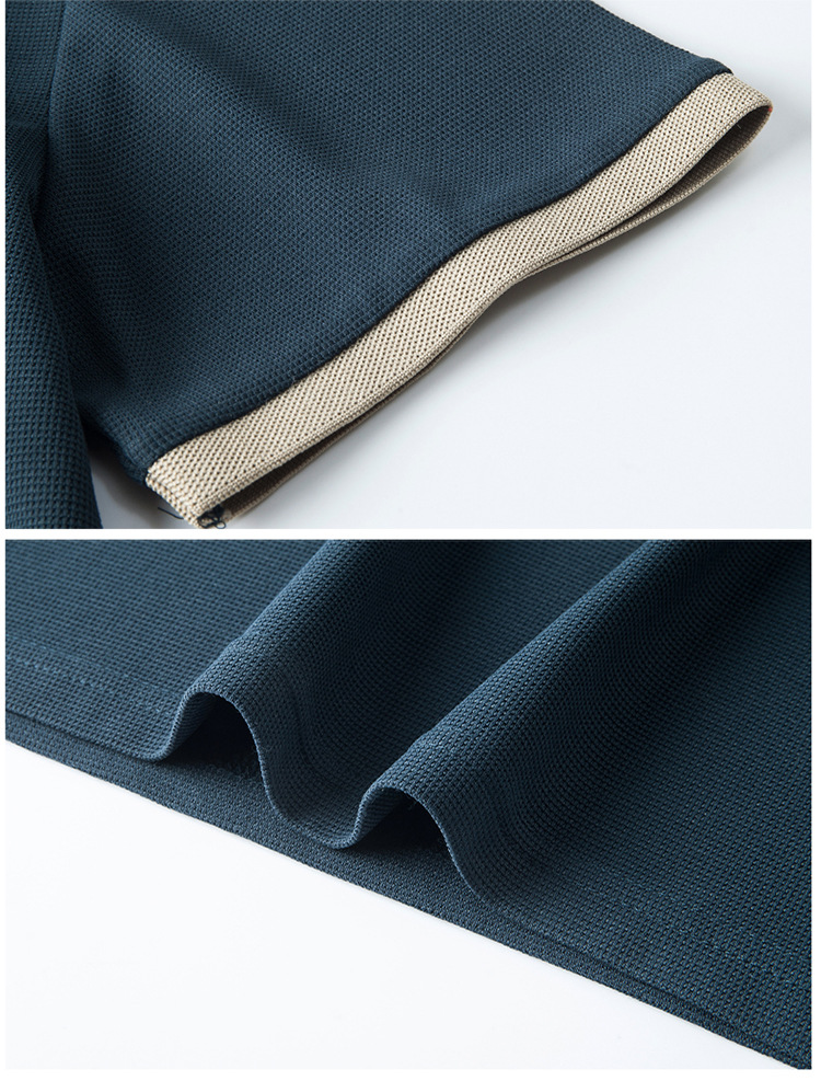 polo衫短袖男装2023夏季华夫格撞色男士时尚休闲T恤上衣一件代发详情29