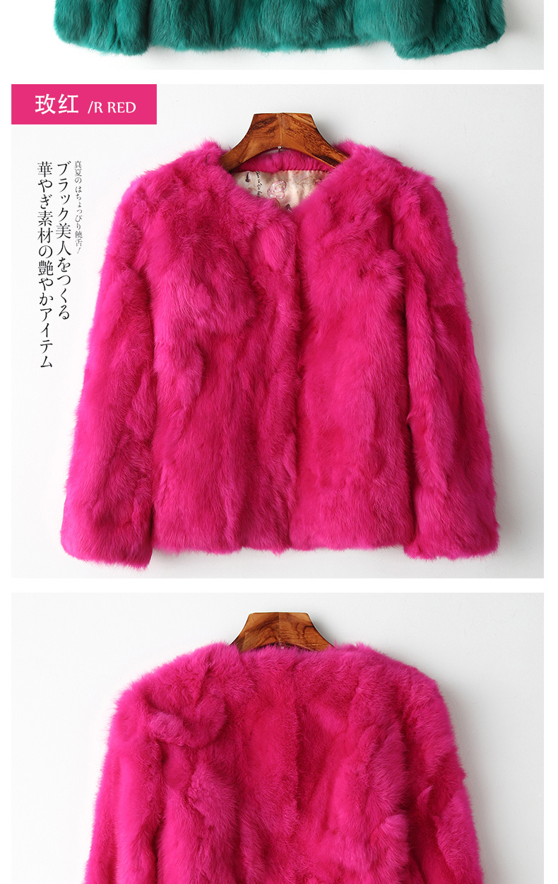 Export trade, one-piece consignment of real rabbit fur coats for women, short style, new Korean style, slimming fur wholesale pic 12