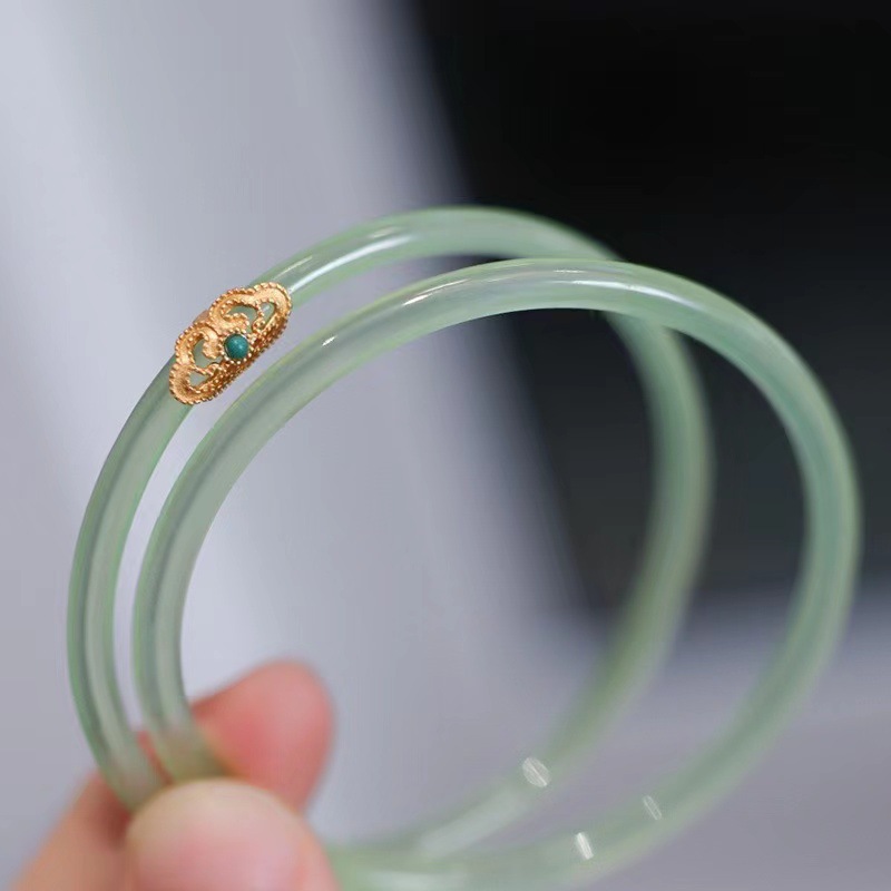 Apple Green Jingle Bracelet - Turquoise Ruyi Style, a pair of Sky Blue one-step one-sound bracelets for girls, distribution and consignment pic 3