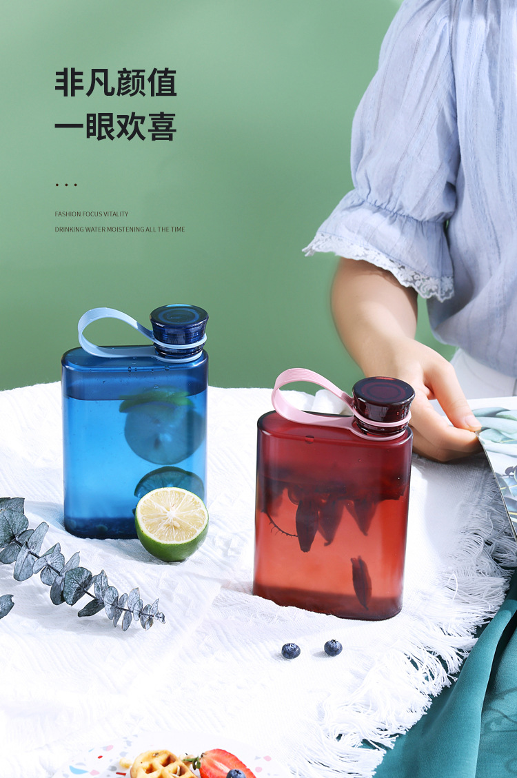 创意户外运动水壶便携水杯高颜值水壶学生随手杯磨砂塑料水瓶LOGO详情7
