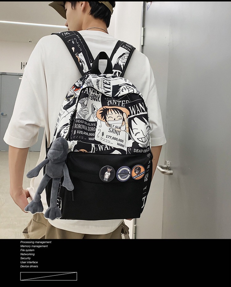 2023新款书包大容量时尚百搭双肩包初高中生情侣简约校园风双肩包详情3