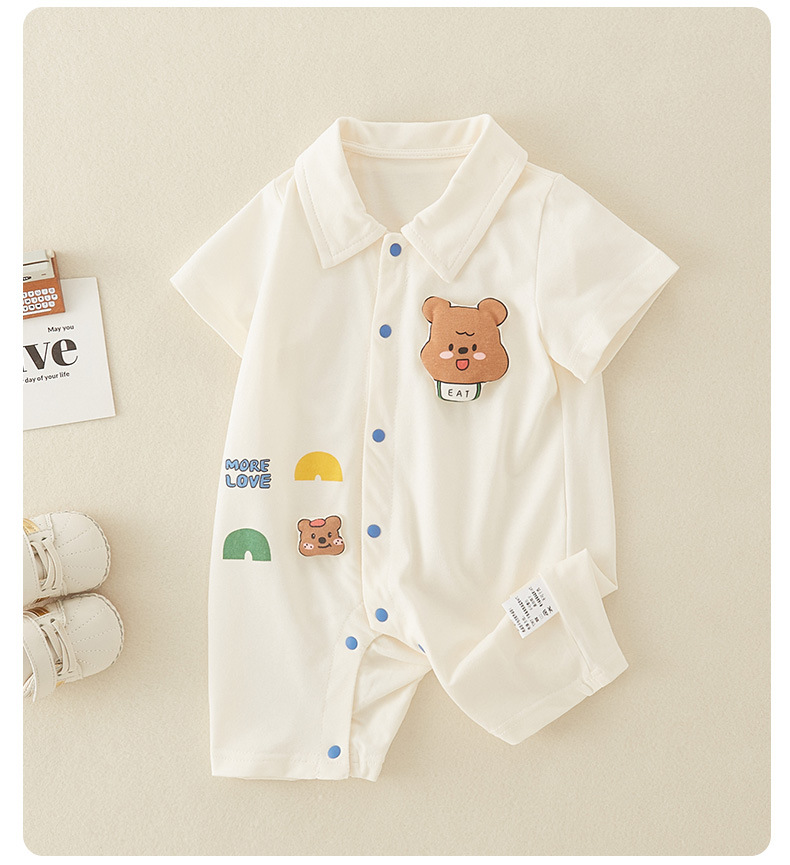 婴儿衣服夏季薄款a类纯棉男宝宝短袖连体衣小熊哈衣爬服代发详情20