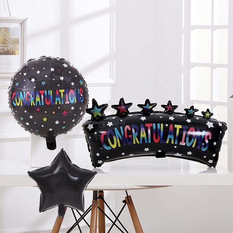 跨境新款横幅5球铝膜气球套装黑色氛围气球生日聚会派对装饰气球详情3