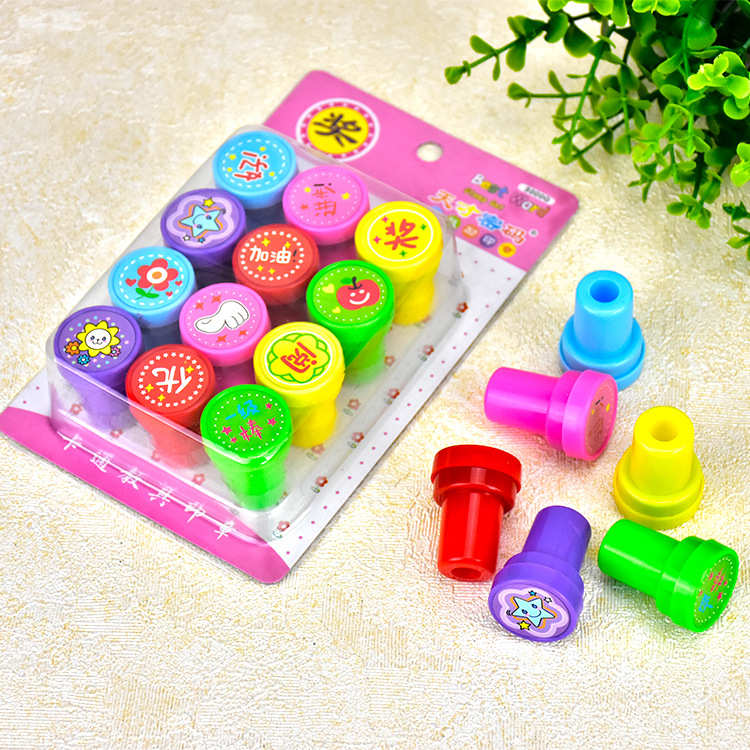 12个装学生印章 塑料鼓励语印章儿童玩具奖励章详情5