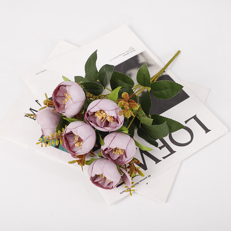 欧式复古玫瑰 仿真花苞 假花头 森系婚礼装饰DIY手工花环绢花详情8