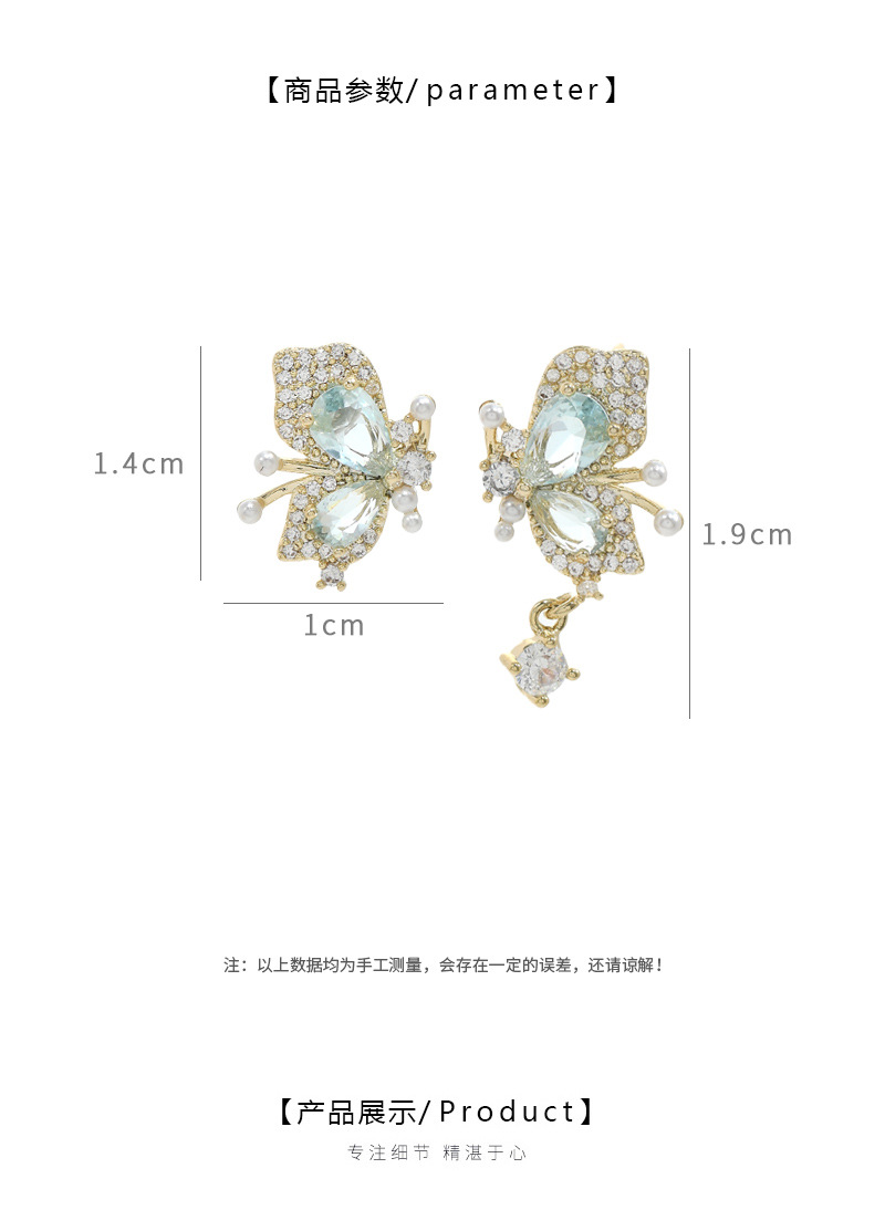 韩国东大门气质耳钉女S925银针高级感满钻蝴蝶结吊坠耳饰轻奢耳环详情5