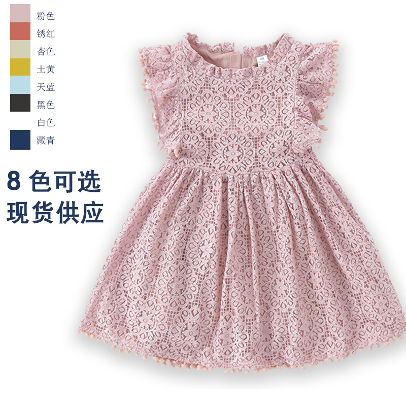 儿童网纱蛋糕裙2024新款夏女童无袖蝴蝶结连衣裙欧美百搭蓬蓬长裙详情5