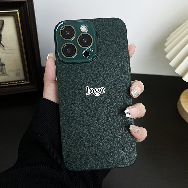 Crystal lens protection is suitable for Apple 15Promax phone case with lychee pattern, PC hard case, iPhone14 lens film scratch-resistant pic 24