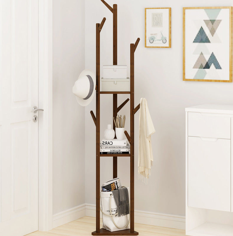 落地衣帽架实木多功能家用挂衣架简约现代卧室衣服架子置物收纳架详情13