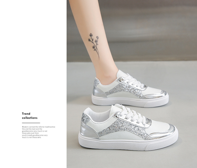 大码厚底亮片时尚女单鞋春秋新款休闲运动小白鞋学生轻便平底板鞋详情14