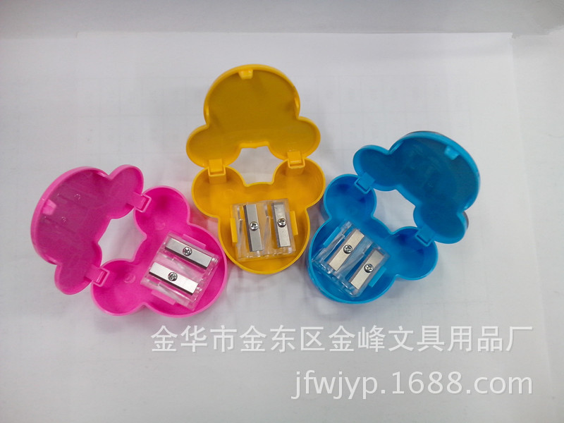Mickey Mouse-shaped double-hole pencil sharpener, cute cartoon large and small hole pencil sharpener, creative manual pencil sharpener pic 12