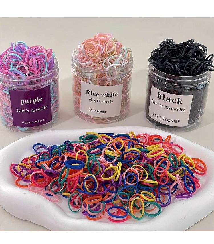 黑色一次性橡皮筋女扎头发高弹力发绳不伤发发圈儿童头绳编发发饰详情18