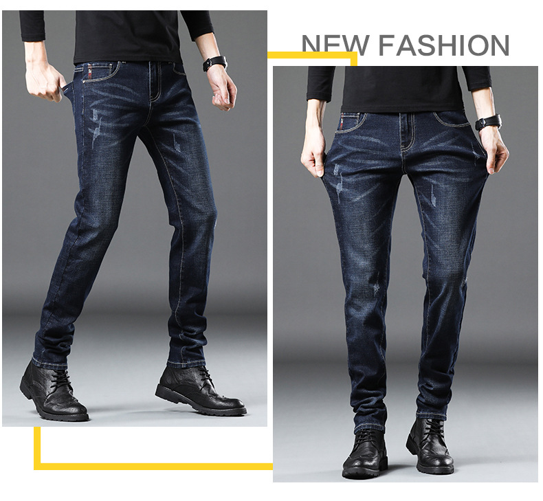 新款男士牛仔裤男宽松小脚日系弹力春秋季休闲裤子男装皮带长裤潮详情10