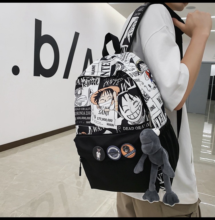 2023新款书包大容量时尚百搭双肩包初高中生情侣简约校园风双肩包详情25