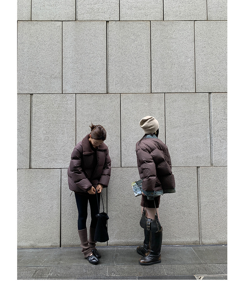 Qumeng DT CLASSIC Retro patchwork fake two-piece denim down jacket for women, 90 white duck down winter coat for women pic 57