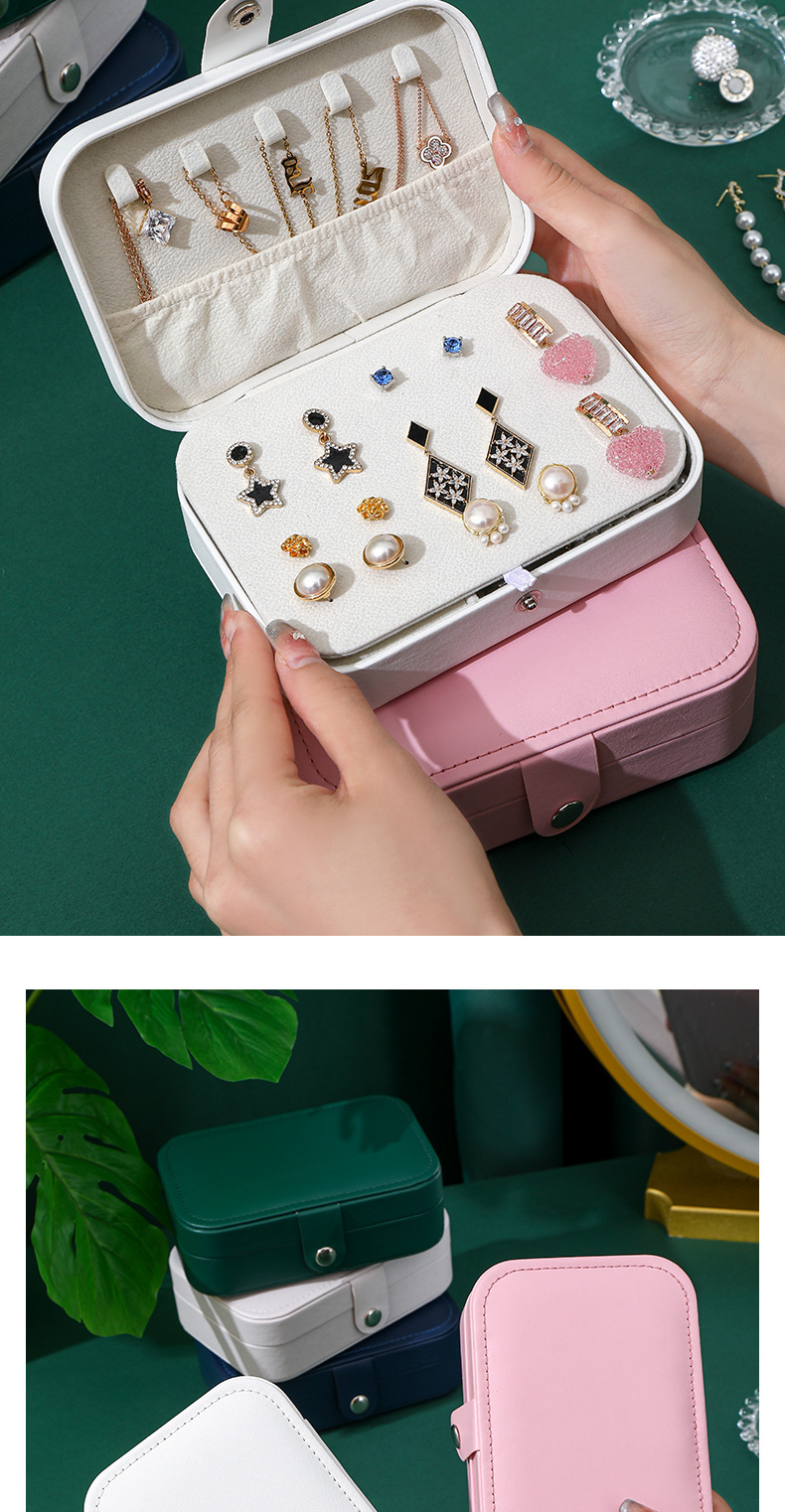 【跨境专供】 双层便携式大容量首饰盒饰品收纳盒首饰收纳戒指珠详情16