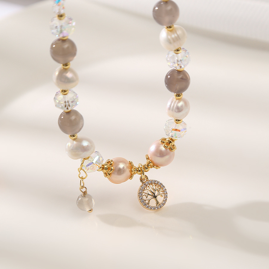 灰玛瑙巴洛克天然淡水珍珠百搭手链小众设计轻奢手镯闺蜜学生手饰详情6