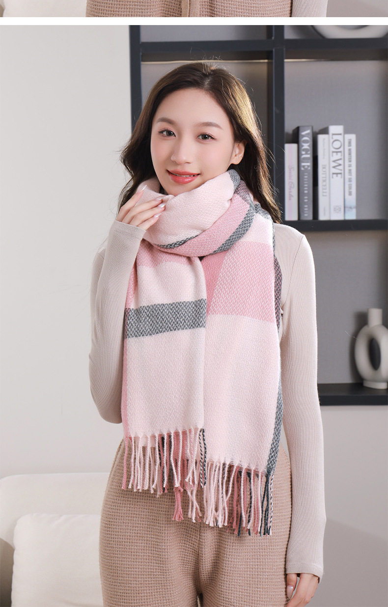 Check scarf Women 2023 Winter New style fashionable, versatile and warm imitation fashion cashmere scarf shawl factory wholesale pic 17