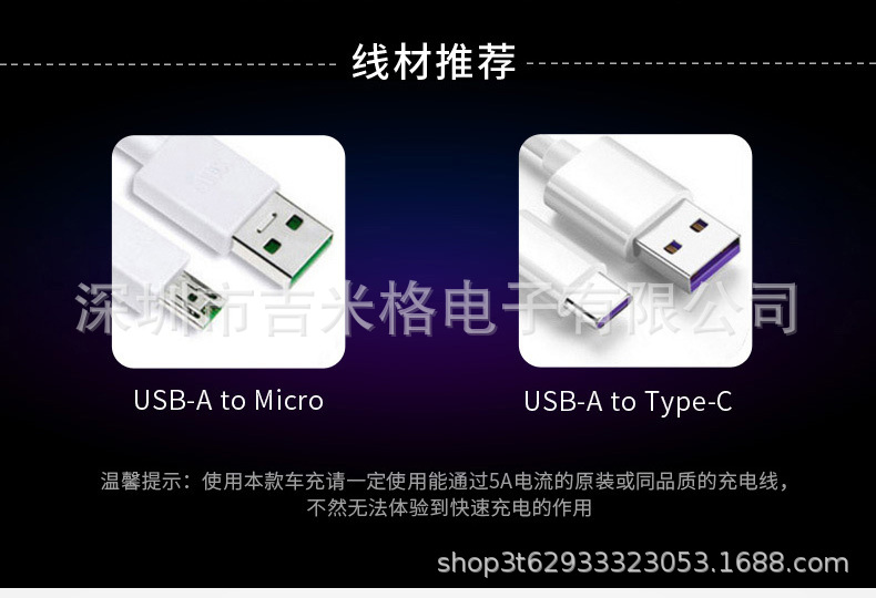 新款qc3.0车充66W 65W 40W超级快充数显车充PD20W双USB车载充电器详情15