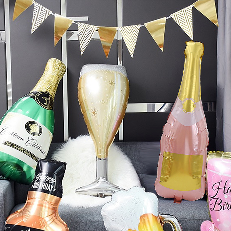 Cross-border champagne bottle aluminum film balloons, birthday declaration, wedding aluminum foil balloons, New Year party decoration and arrangement balloons pic 3