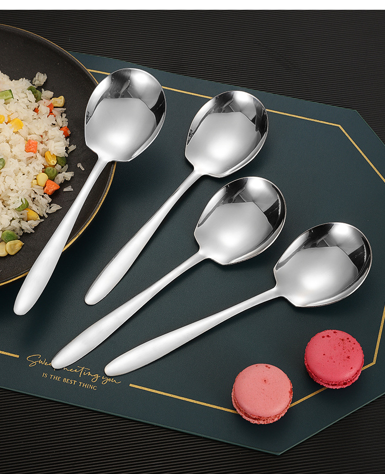 不锈钢勺子批发酒店自助餐高颜值公用分餐勺家用加厚汤匙饭勺餐具详情20