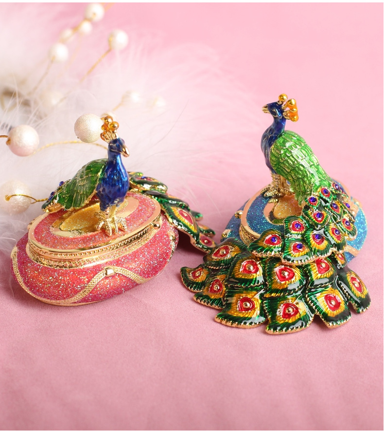 合金珐琅彩景区纪念品工艺品孔雀首饰盒家居礼品网红ins风小摆件详情4