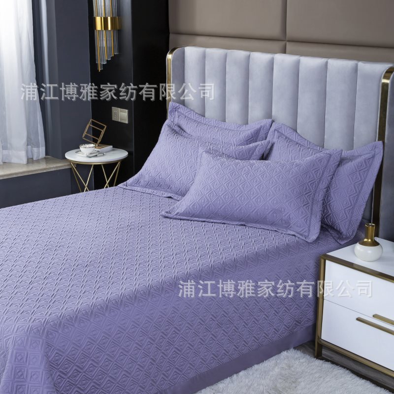 Wholesale of new light luxury 60s long-staple cotton bed cover three-piece set, quilted quilt with thickened cotton interlining, pure cotton bed cover pillowcase pic 36