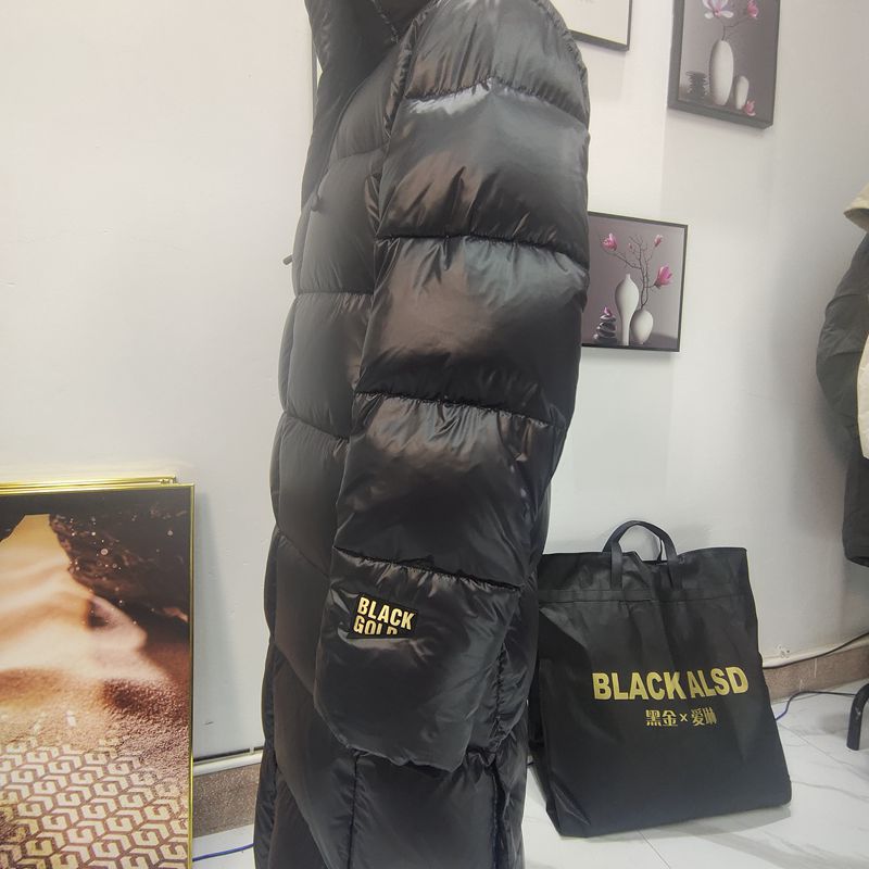【黑金鹅绒】高端鹅绒中长款羽绒服男女同款情侣冬季连帽外套女潮详情11
