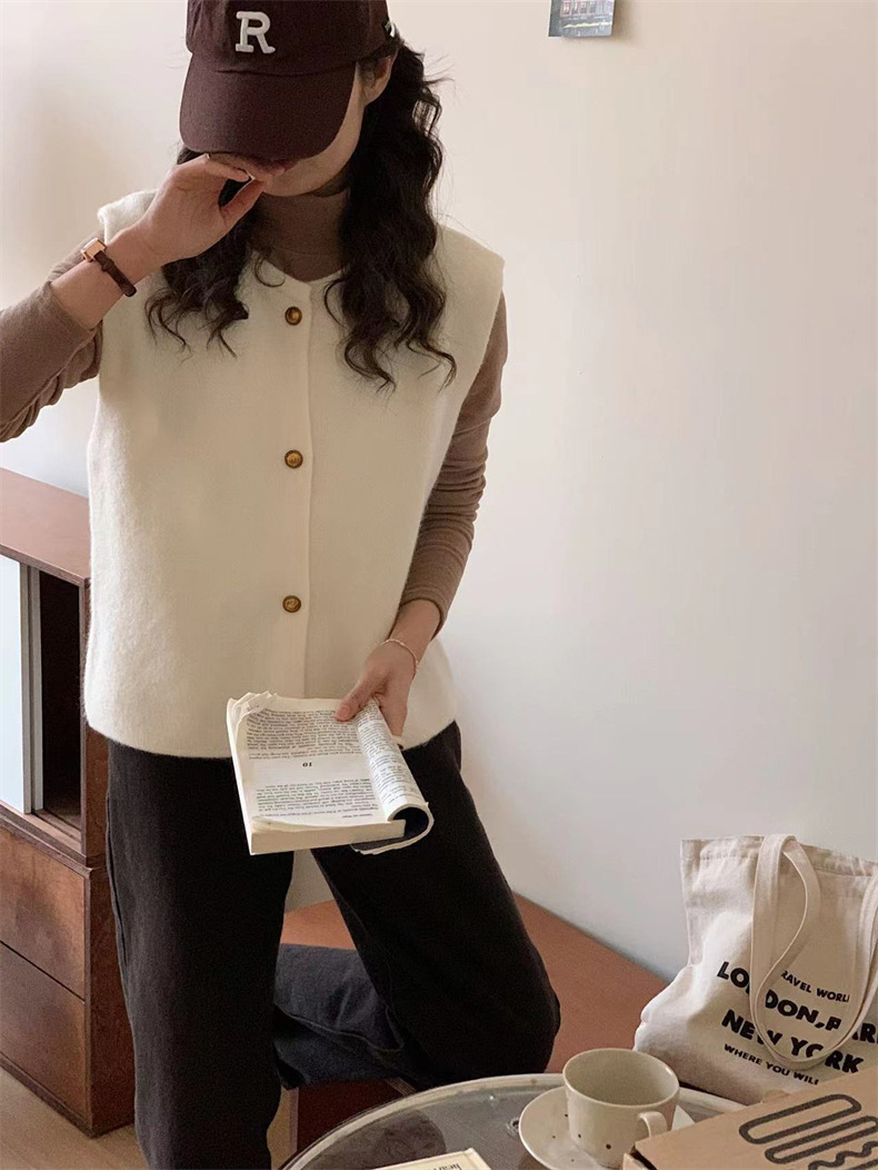 时尚针织马甲2022春秋洋气网红气质显瘦减龄针织马甲纯色上衣女装详情12