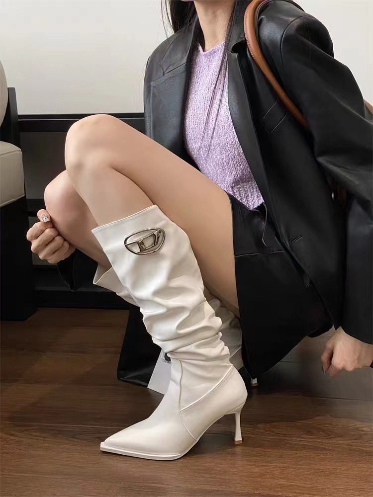 欧美风不过膝骑士靴女2024新款套高筒马丁靴秋冬季大衣穿高跟皮靴详情19