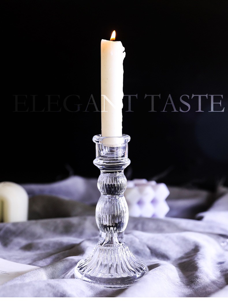 French Nordic-style retro crystal candlestick, glass romantic candlelight dinner, wedding shooting props in INS style pic 9
